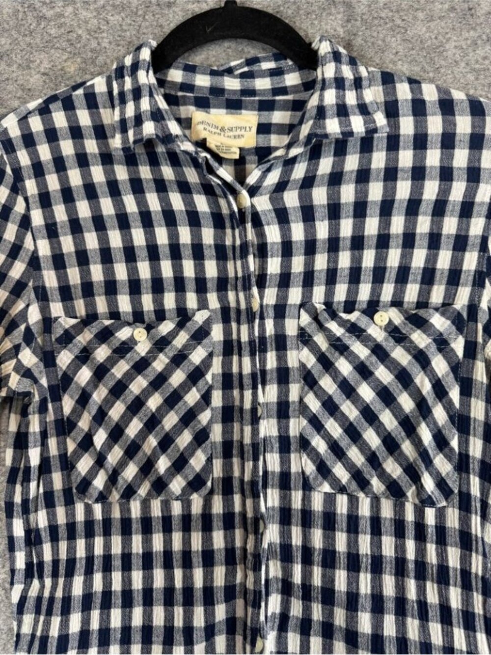 Ralph Lauren Denim & Supply Gingham Romper Blue White SP Cottagecore Boho - Picture 8 of 14